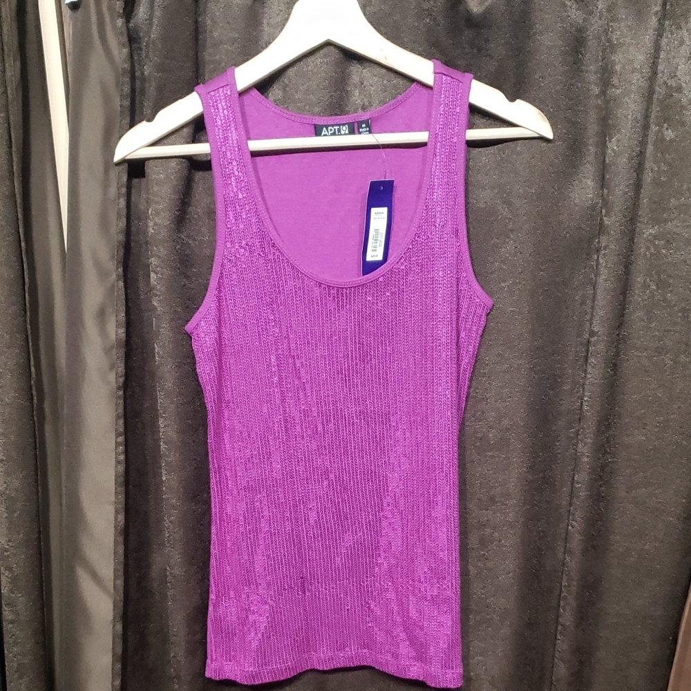 Apt. 9 Women's Sparkling Purple Tank Top Hollyhock Sequin NWT Purple